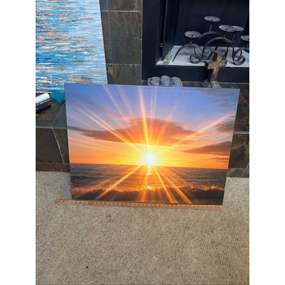 Ocean Sunset Canvas Wall Art Print Large Rectangular Wall Decor